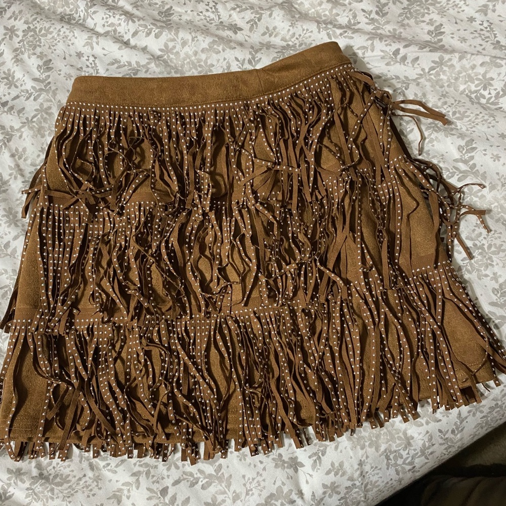 Fringe brown skirt!